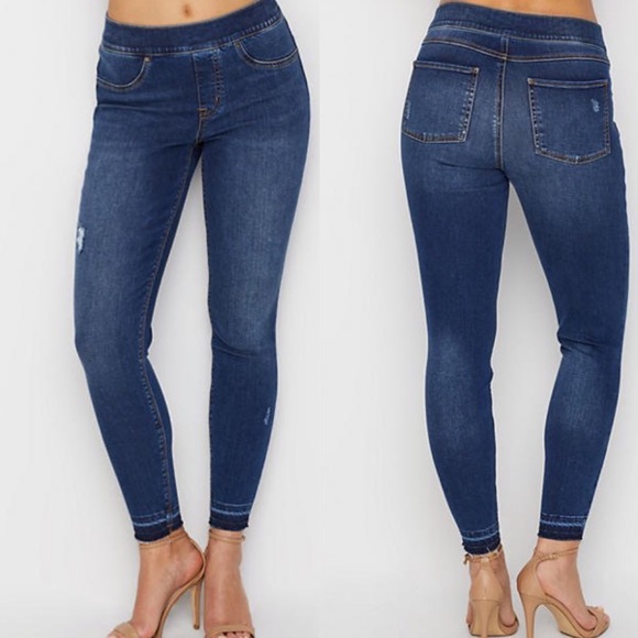 SPANX Pants - Spanx Distressed Denim Jeans Raw Hem Women’s M